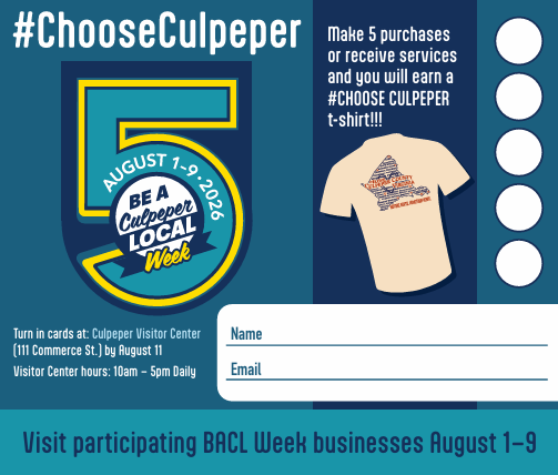 2026 BACLW Punchcard Design Front 2026 Be A Culpeper Local Week Punchcard